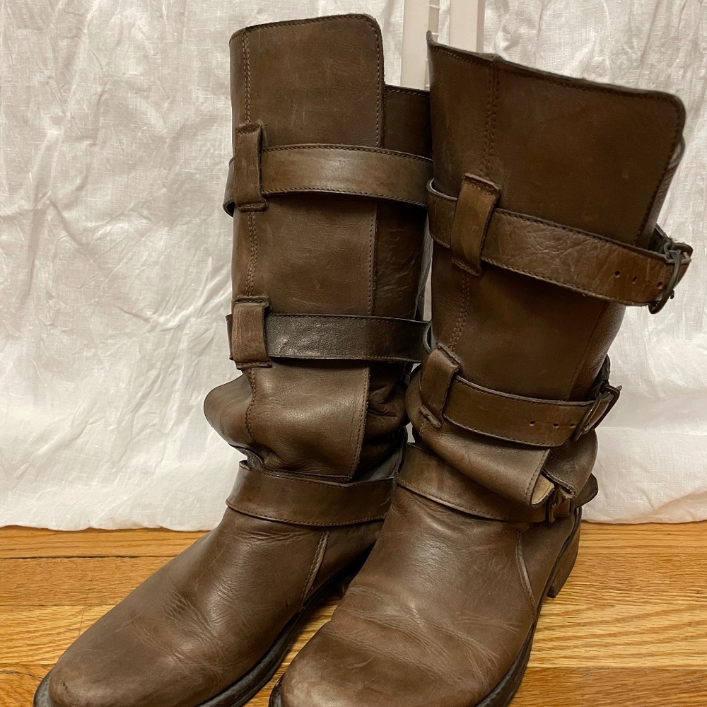 Steve Madden brown leather slouchy boots